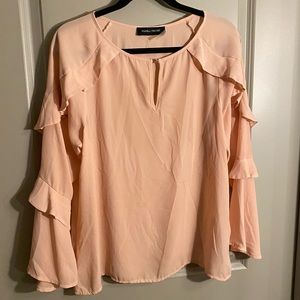 Blush Pink, Ruffle Bell Sleeve Blouse